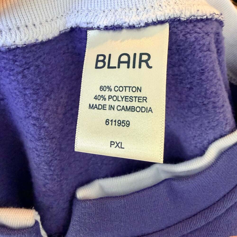 Blair Women's Purple Quarter-Zip Sweatshirt with Printed Floral -Size PXL - Picture 7 of 7